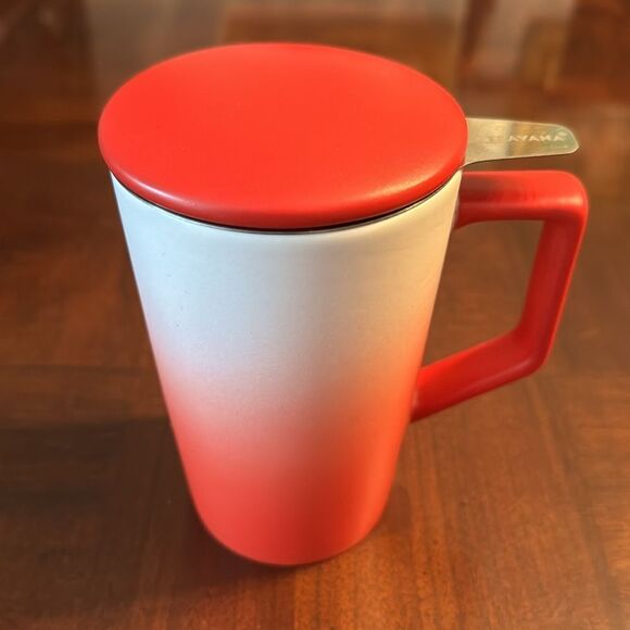 TEAVANA Tea Cup Mug with Lid Red White Gradient Starbucks - Picture 2 of 9